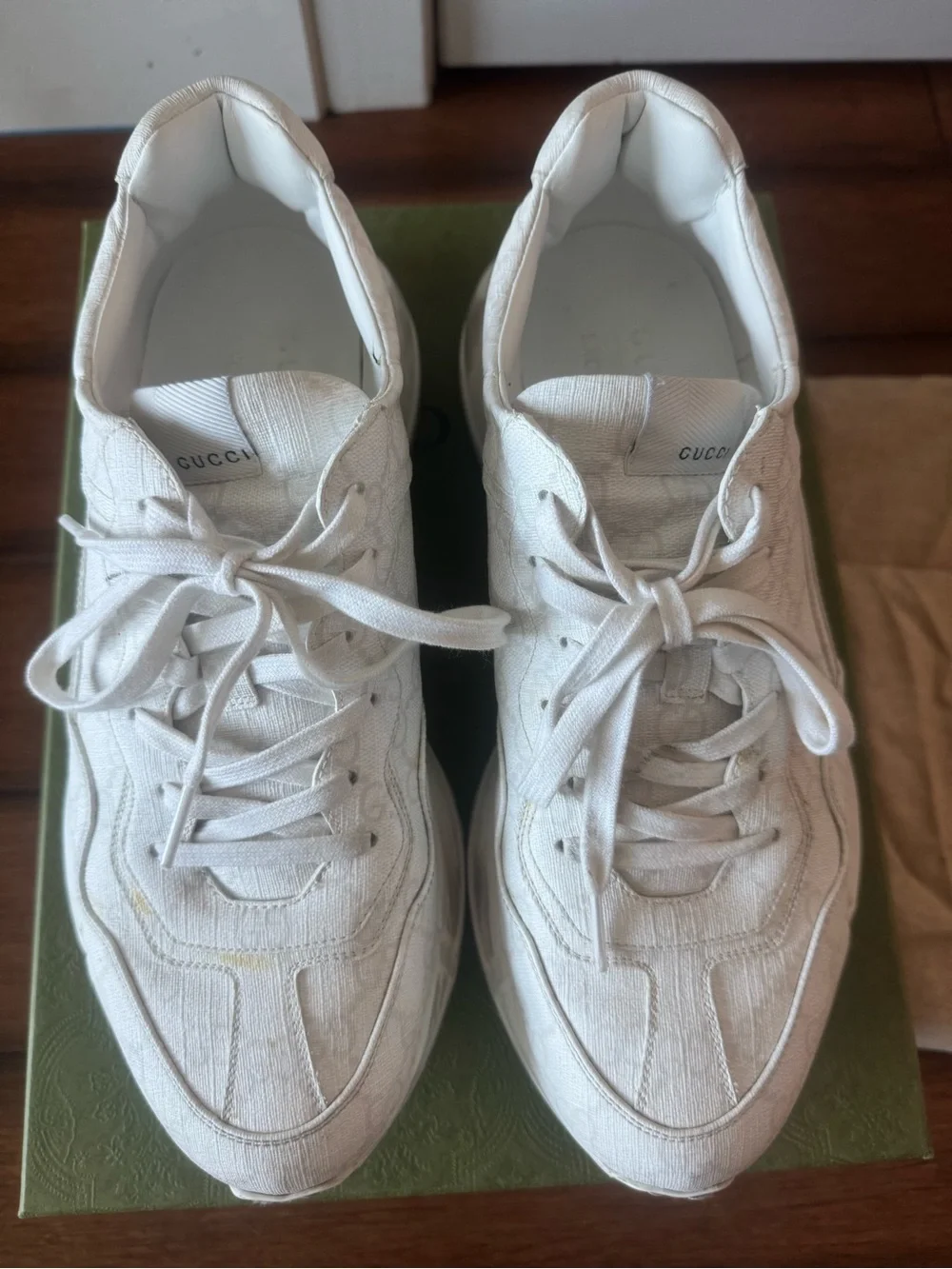 Gucci White Chunky Mesh & Leather Sneakers